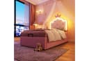 Merax Polsterbett Rosa Kronprinzessinnen-Design mit LED & Stauraum Bild 3