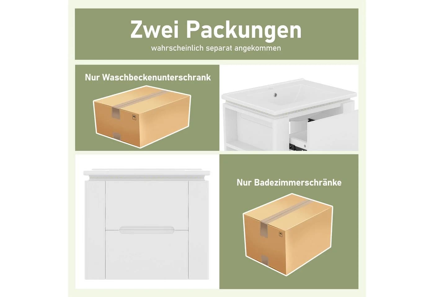 Merax Waschtisch mit LED-Radarbeleuchtung & Ablagen Weiß - Bild 5