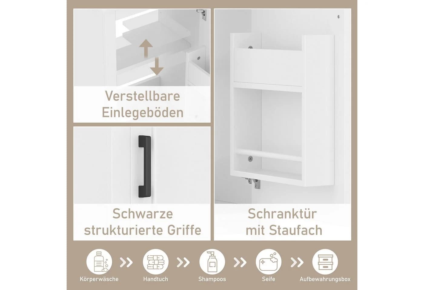 Merax Waschtisch mit Türregal und verstellbaren Einlegeböden - Bild 5