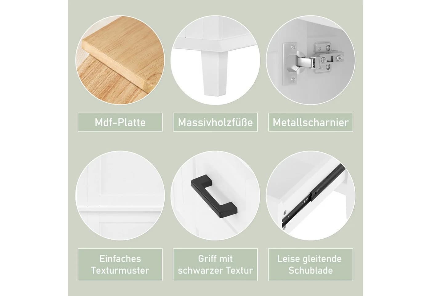 Merax Waschtisch mit 3 Schubladen und 1 Türregal - Bild 4