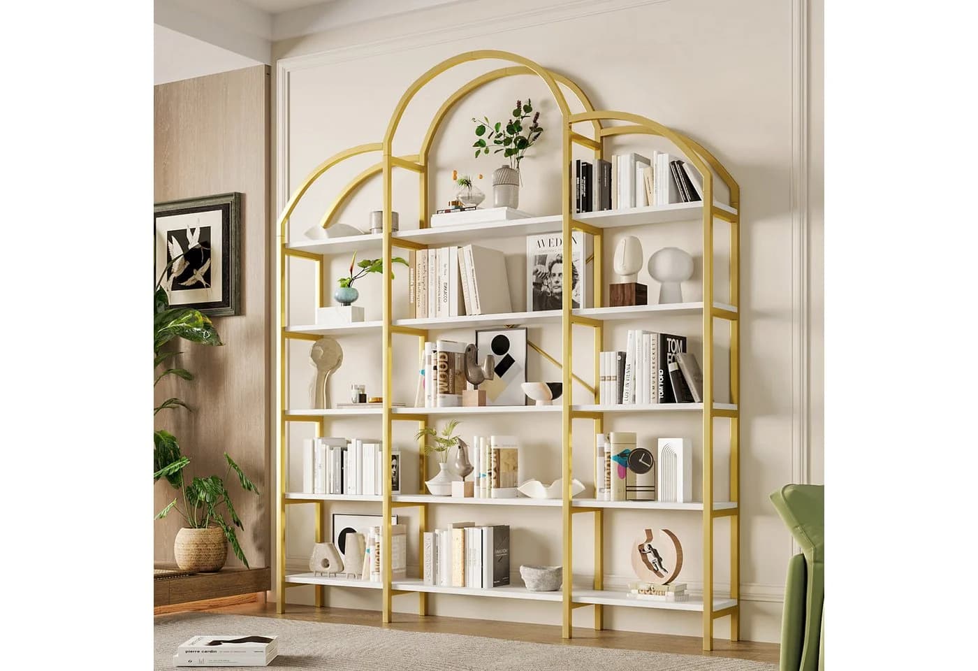 Merax Bücherregal Wolkenform Gold-Weiß 5 Ablagen - Bild 2