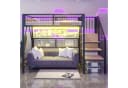 Merax Hochbett Metallbett 90x200cm mit LED Stauraumtreppe Kleiderschrank Gitter Bild 1