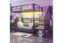 Merax Hochbett Metallbett 90x200cm mit LED Stauraumtreppe Kleiderschrank Gitter Bild 2