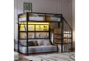 Merax Hochbett Metallbett 90x200cm mit LED Stauraumtreppe Kleiderschrank Gitter Bild 3