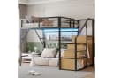 Merax Hochbett 140x200cm mit LED-Beleuchtung, Stauraumtreppe und Kleiderschrank Bild 1