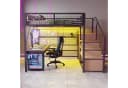 Merax Hochbett 140x200cm mit LED-Beleuchtung, Stauraumtreppe und Kleiderschrank Bild 4