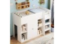 Merax Hochbett 1-St Kiefernholzbett Kinderbett 90x200cm mit Kleiderschrank Regalen Leiter Bild 4