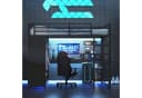 Merax Hochbett Schwarz mit LED Schreibtisch und Kleiderschrank Bild 1