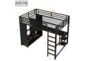 Merax Hochbett Schwarz mit LED Schreibtisch und Kleiderschrank Bild 4