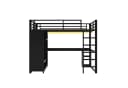 Merax Hochbett Schwarz mit LED Schreibtisch und Kleiderschrank Bild 5