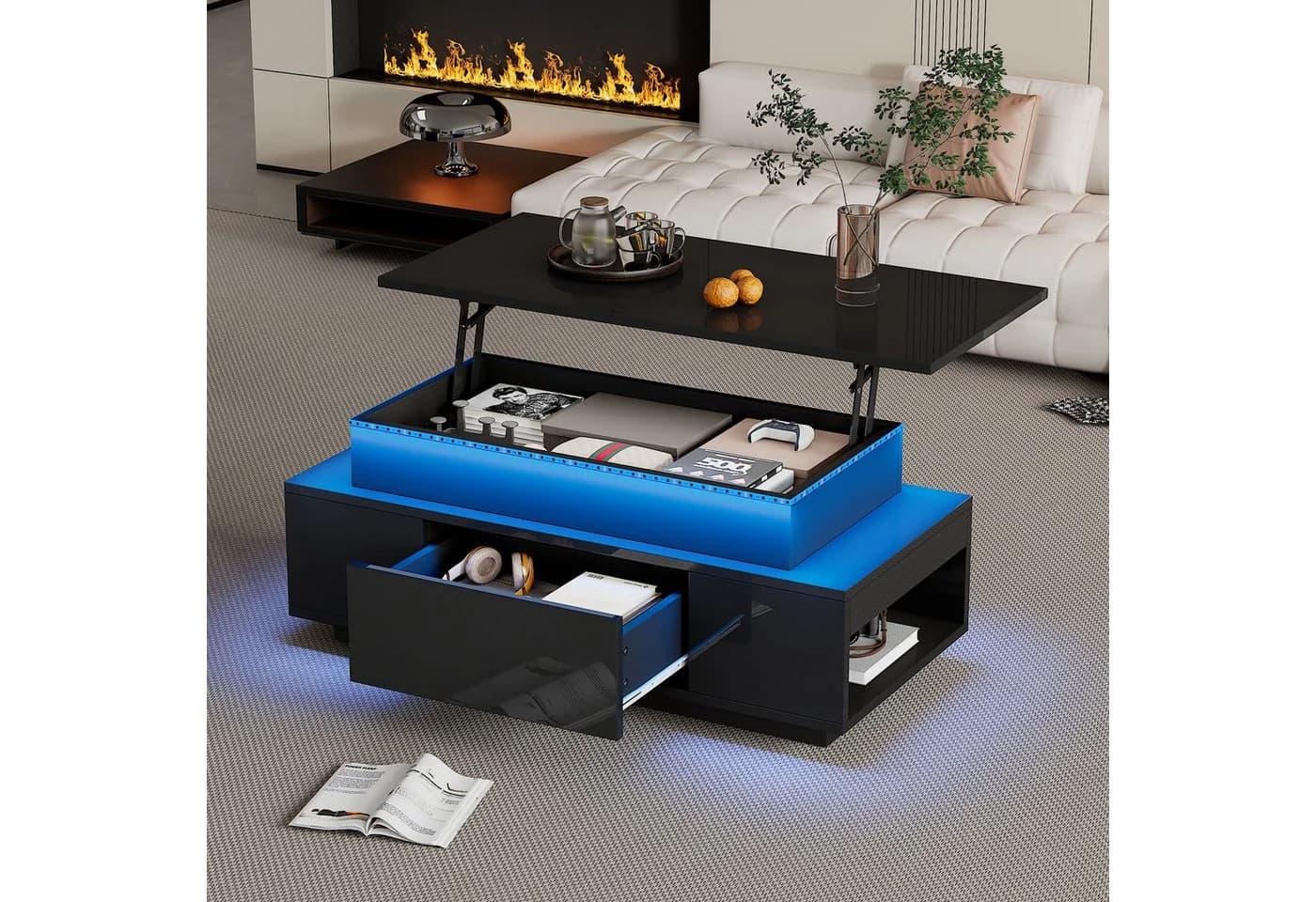 Merax Couchtisch höhenverstellbar mit LED-Beleuchtung - Bild 2