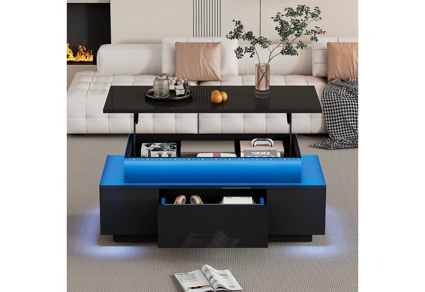 Merax Couchtisch höhenverstellbar mit LED-Beleuchtung - Bild 3
