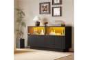 Merax Sideboard Vitrinenschrank mit LED-Beleuchtung Schwarz Bild 1