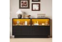 Merax Sideboard Vitrinenschrank mit LED-Beleuchtung Schwarz Bild 2