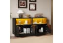 Merax Sideboard Vitrinenschrank mit LED-Beleuchtung Schwarz Bild 3