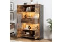 Merax Standvitrine mit LED-Beleuchtung & Acrylfront, Highboard in Schwarz & Holzoptik Bild 1