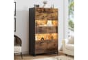 Merax Standvitrine mit LED-Beleuchtung & Acrylfront, Highboard in Schwarz & Holzoptik Bild 3