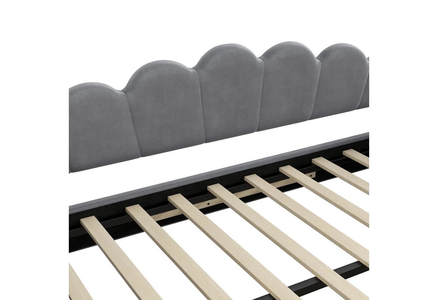 Merax Daybett mit LED-Beleuchtung und Ausziehbett Samt Beige/Grau - Bild 5