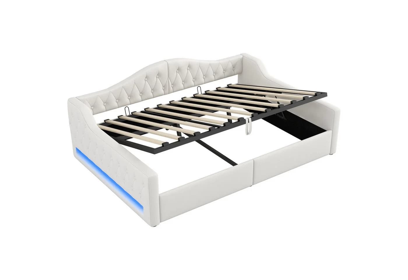 Merax Daybett mit hydraulischem Stauraum und LED-Beleuchtung Beige/Grau - Bild 5