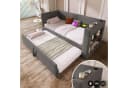 Merax Daybett mit Ladeanschluss und Ausziehbett Grau/Beige Bild 1