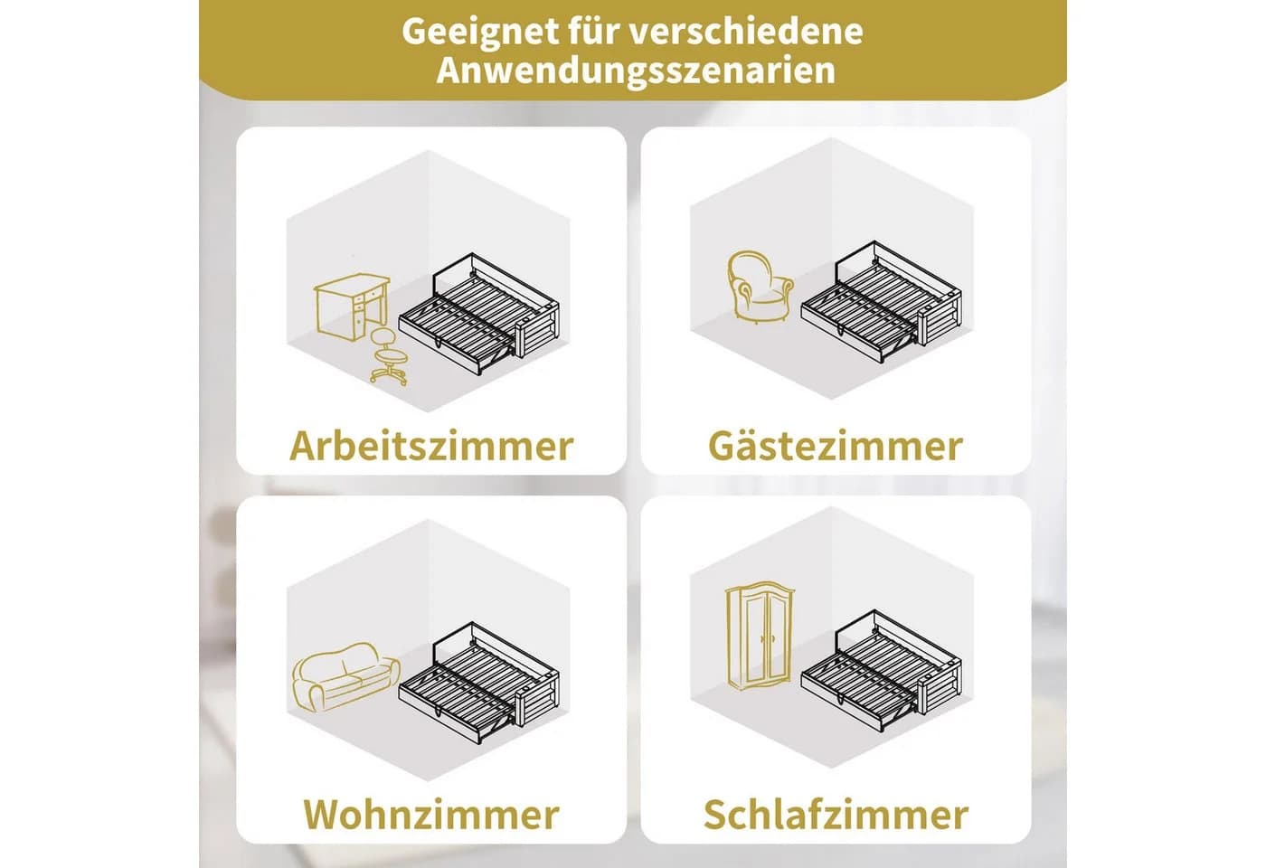 Merax Daybett mit Ladeanschluss und Ausziehbett Grau/Beige - Bild 5