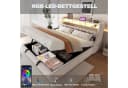 Merax Polsterbett 180x200 cm mit Stauraum, LED & USB Beige Bild 4