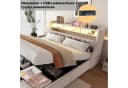 Merax Polsterbett 180x200 cm mit Stauraum, LED & USB Beige Bild 5
