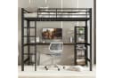 Merax Hochbett 90x200 mit Schreibtisch und Regal Schwarz Bild 1