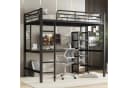 Merax Hochbett 90x200 mit Schreibtisch und Regal Schwarz Bild 2