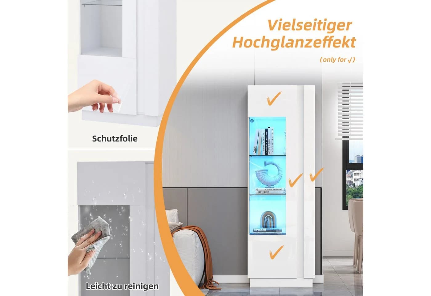Merax Standvitrine Hochglanz mit LED und App-Steuerung - Bild 5