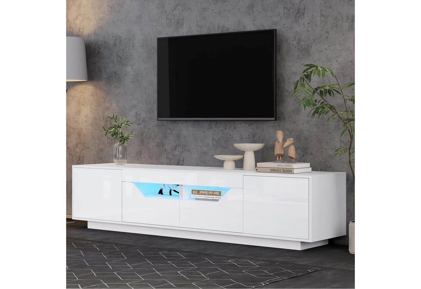 Merax Lowboard Hochglanz Fernsehschrank mit LED-Beleuchtung - Bild 4