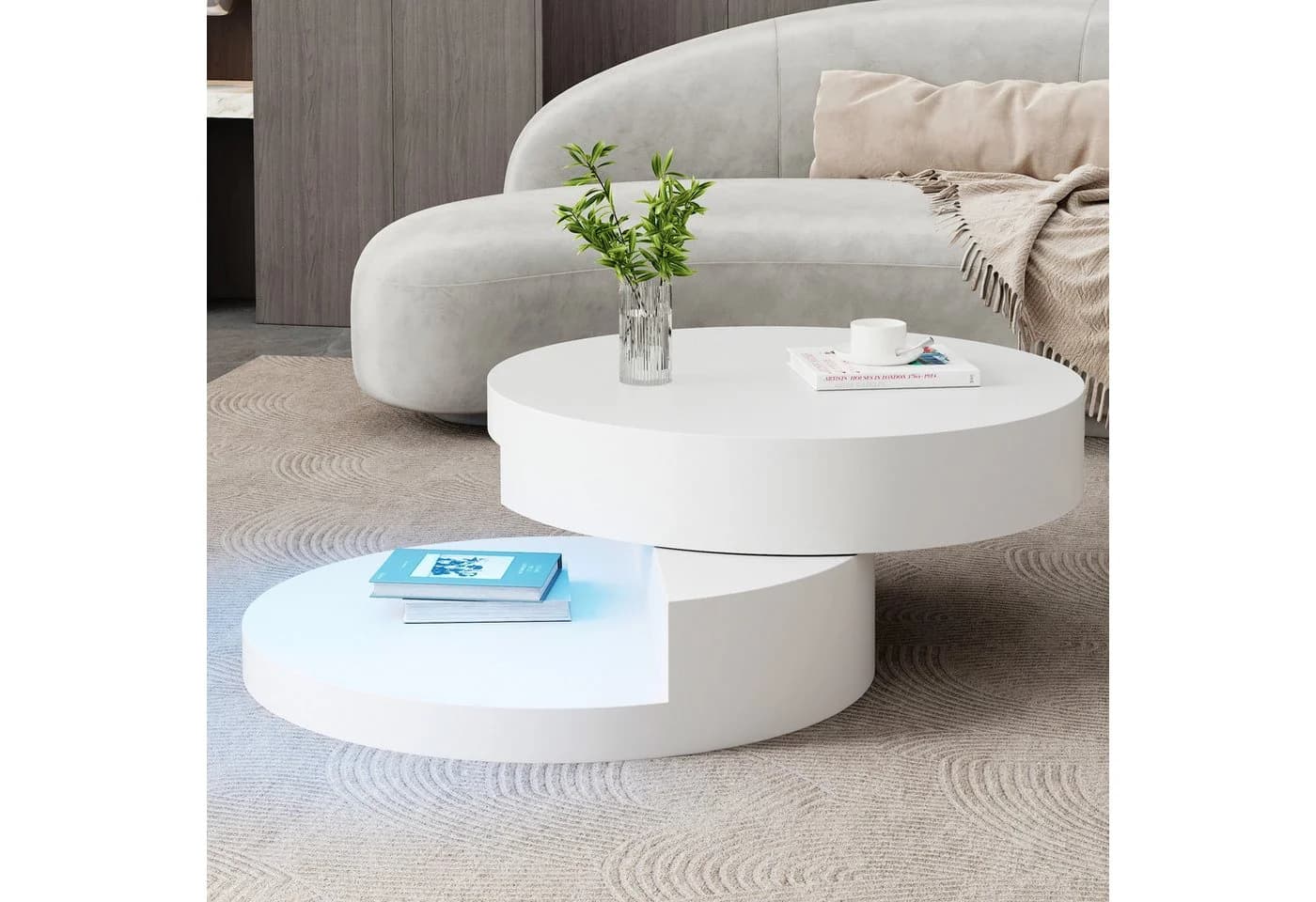 Merax Couchtisch LED Beleuchtung 360° Drehfunktion - Bild 2