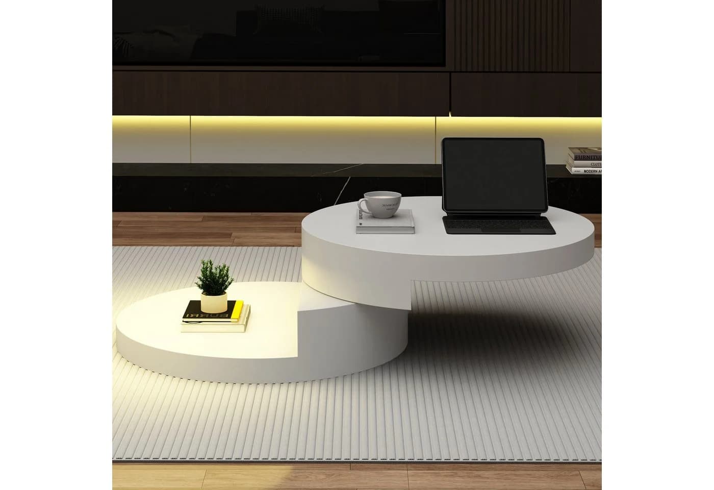 Merax Couchtisch LED Beleuchtung 360° Drehfunktion - Bild 3