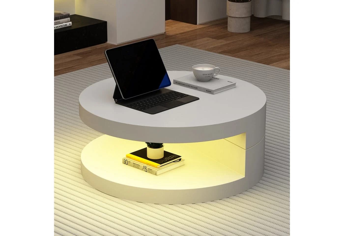 Merax Couchtisch LED Beleuchtung 360° Drehfunktion - Bild 4