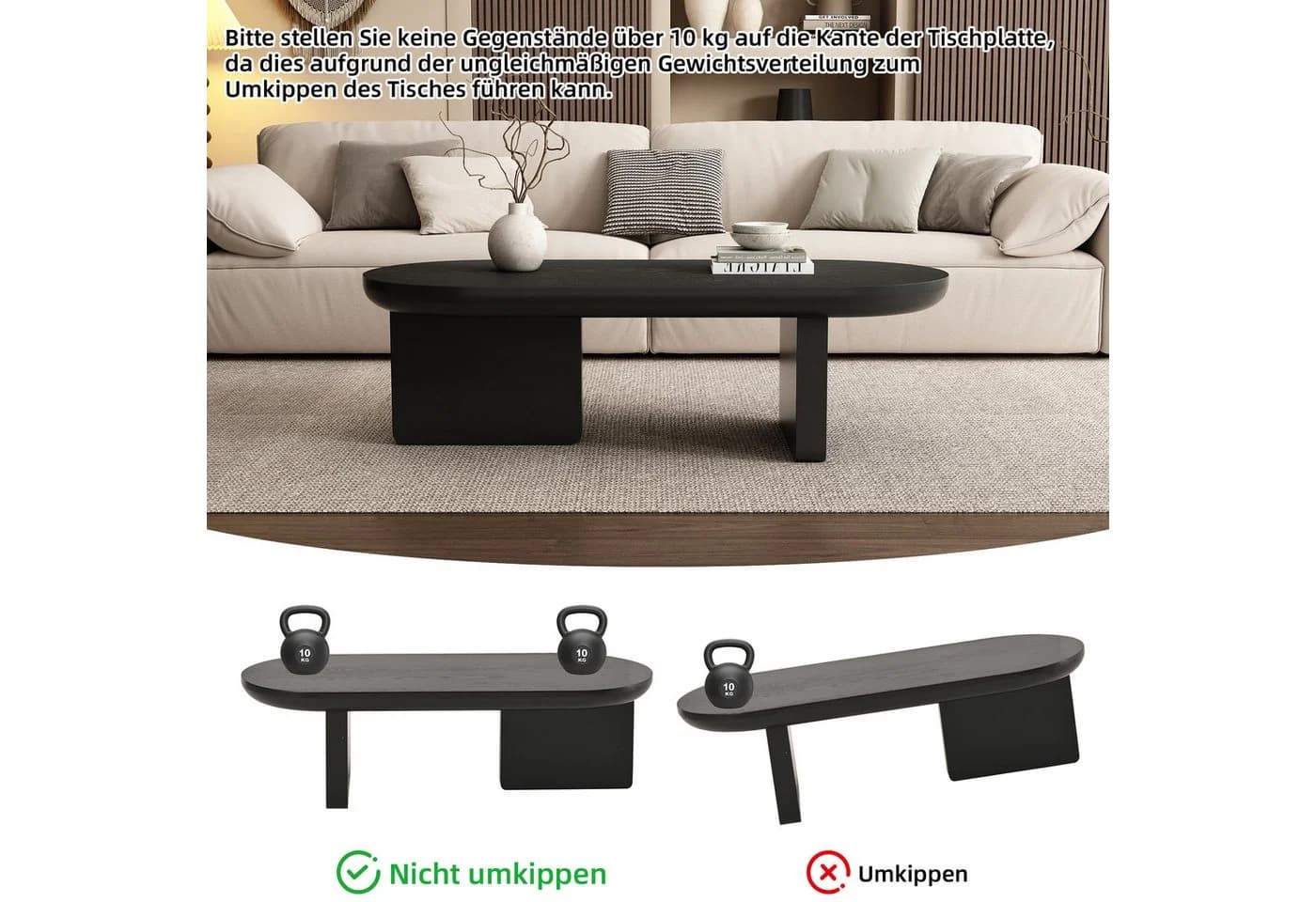 Merax Couchtisch Ovaler Sofatisch mit Sprühlack-Oberfläche - Bild 4