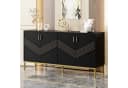 Merax Sideboard Weiß Gold 4 Türen Höhenverstellbare Regale Bild 4