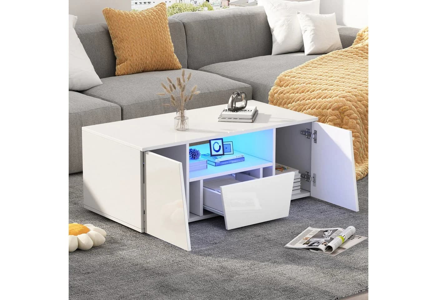 Merax Couchtisch Hochglanz mit LED-Beleuchtung & App-Steuerung - Bild 4