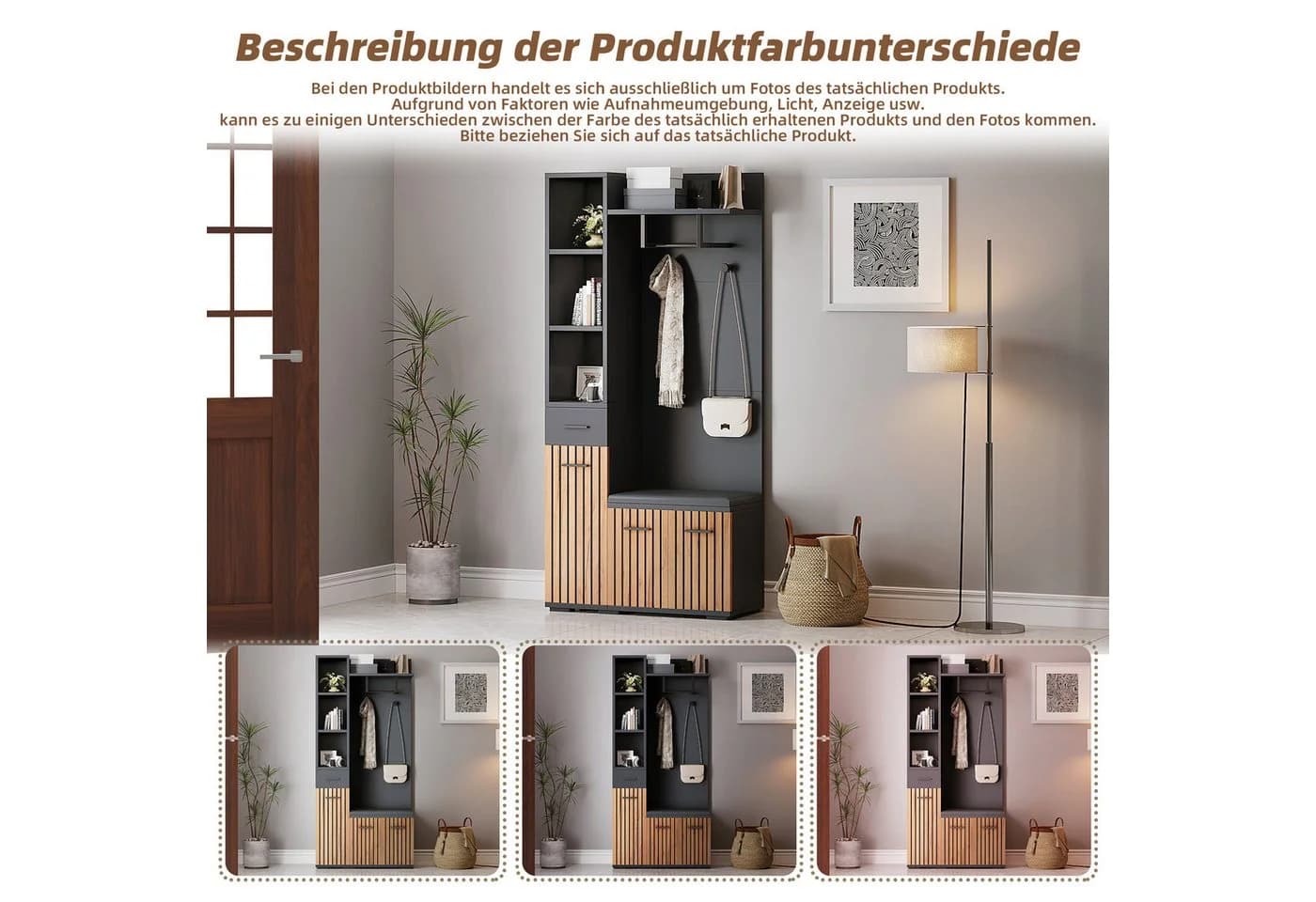 Merax Garderoben-Set 7-in-1 Kompaktgarderobe Schwarz - Bild 5