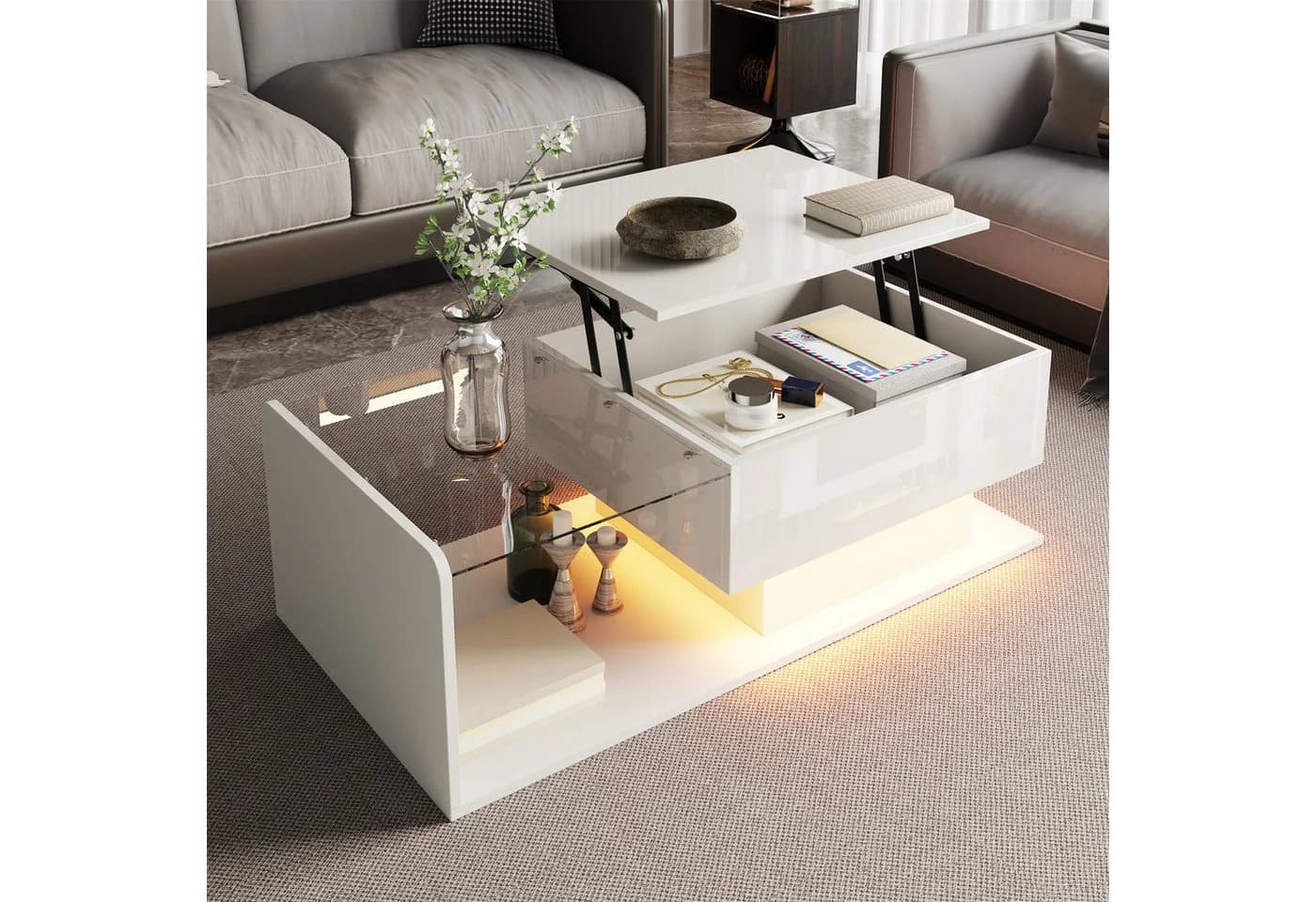 Merax Couchtisch Hochglanz LED-Beleuchtung - Bild 2