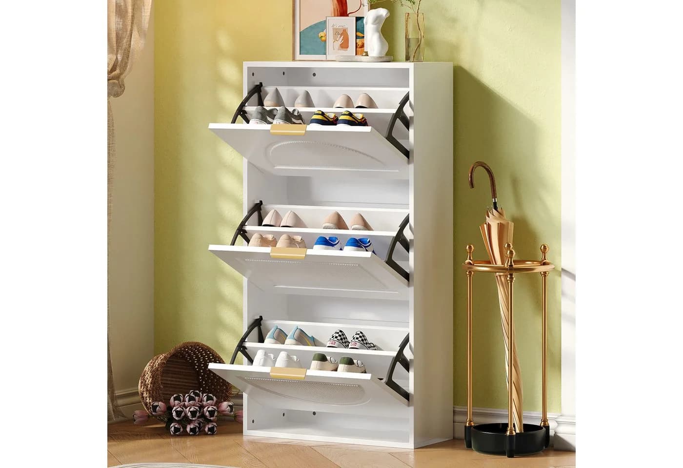 Merax Schuhschrank Schmal MDF Schwarz/Weiß - Bild 4