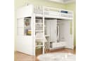 Merax Hochbett 1-St. Jugendbett Einzelbett Kiefer Kinderbett 90x200 cm mit Schreibtisch Kleiderschrank Schubladen Bild 1