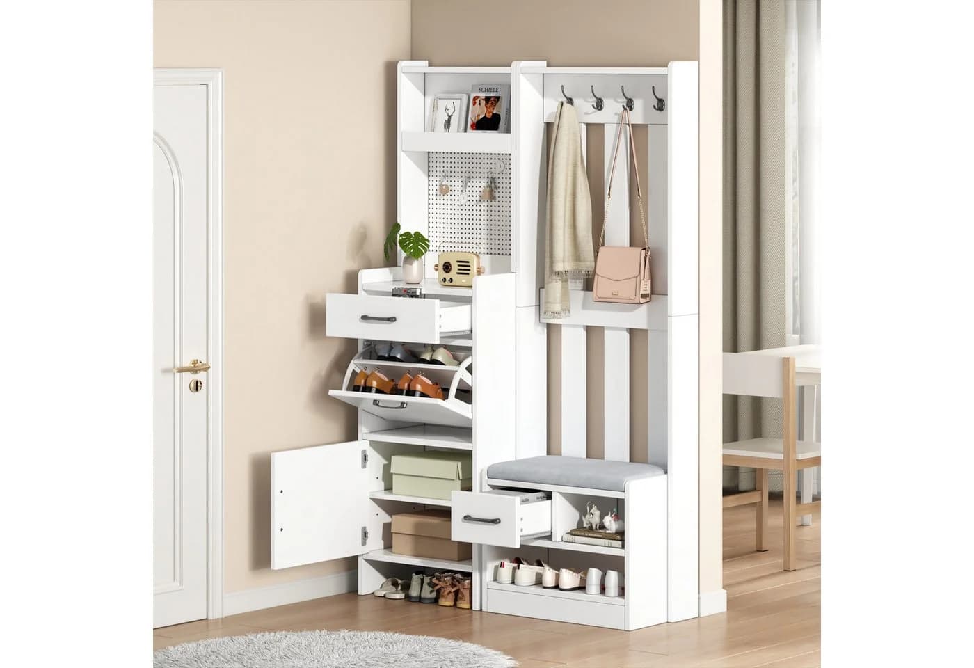 Merax Garderobenständer 7-in-1 Weiß - Bild 2