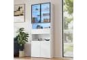 Merax Glasvitrine Weiß mit LED und Aluminiumrahmen Bild 2