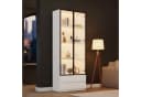 Merax Vitrine mit LED-Beleuchtung und Glastüren Weiß Bild 4