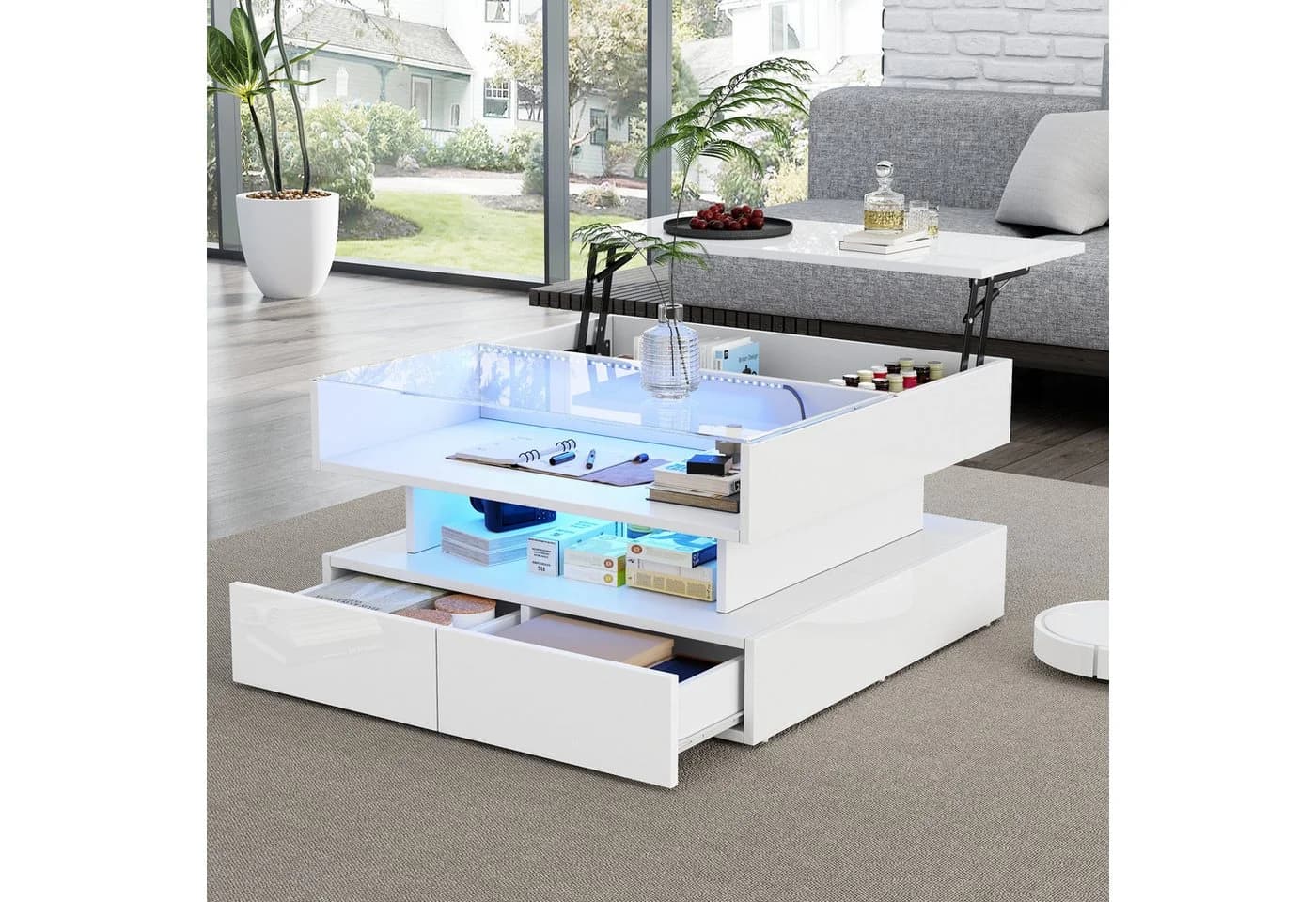 Merax Couchtisch höhenverstellbar mit LED-Beleuchtung - Bild 2
