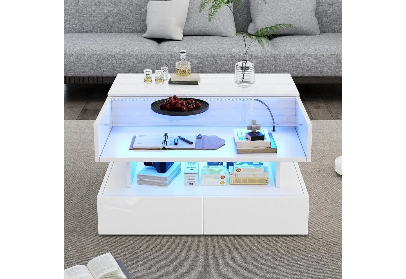 Merax Couchtisch höhenverstellbar mit LED-Beleuchtung - Bild 3