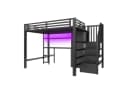 Merax Hochbett mit LED-Beleuchtung und Stauraum Metall 140x200cm Bild 5