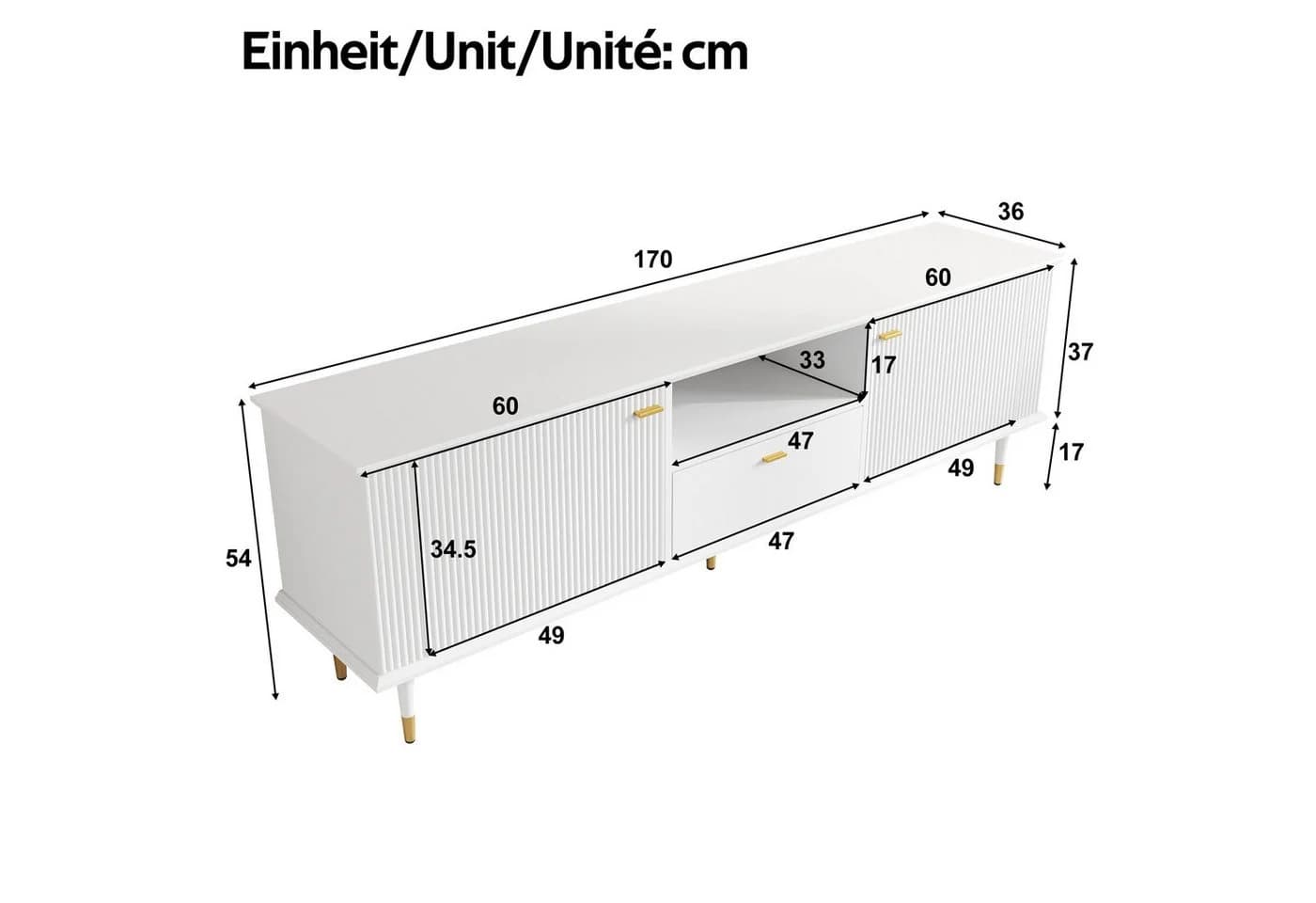 Merax Lowboard TV-Schrank Hochglanz Schwarz/Weiß Soft-Close - Bild 5
