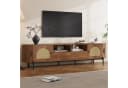 Merax Lowboard TV-Schrank Oval Rattan-Schiebetüren Holzoptik Nussbaum Bild 2