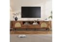Merax Lowboard TV-Schrank Oval Rattan-Schiebetüren Holzoptik Nussbaum Bild 3